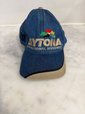 Vintage Denim Daytona International Speedway Denim Baseball Cap - Blue/Tan